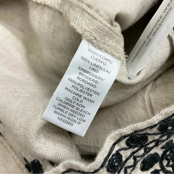 Ann Taylor Loft Embroidered Linen Beige Tan Romper Size 14 - Picture 5 of 7